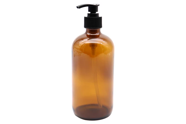 Borostyán üvegflakon adagolóval 500ml #16991
